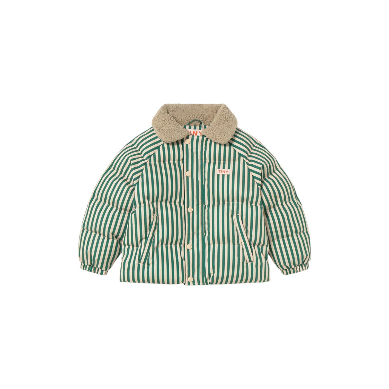 Tiny Cottons - 條紋保暖外套 - vanilla/dark green