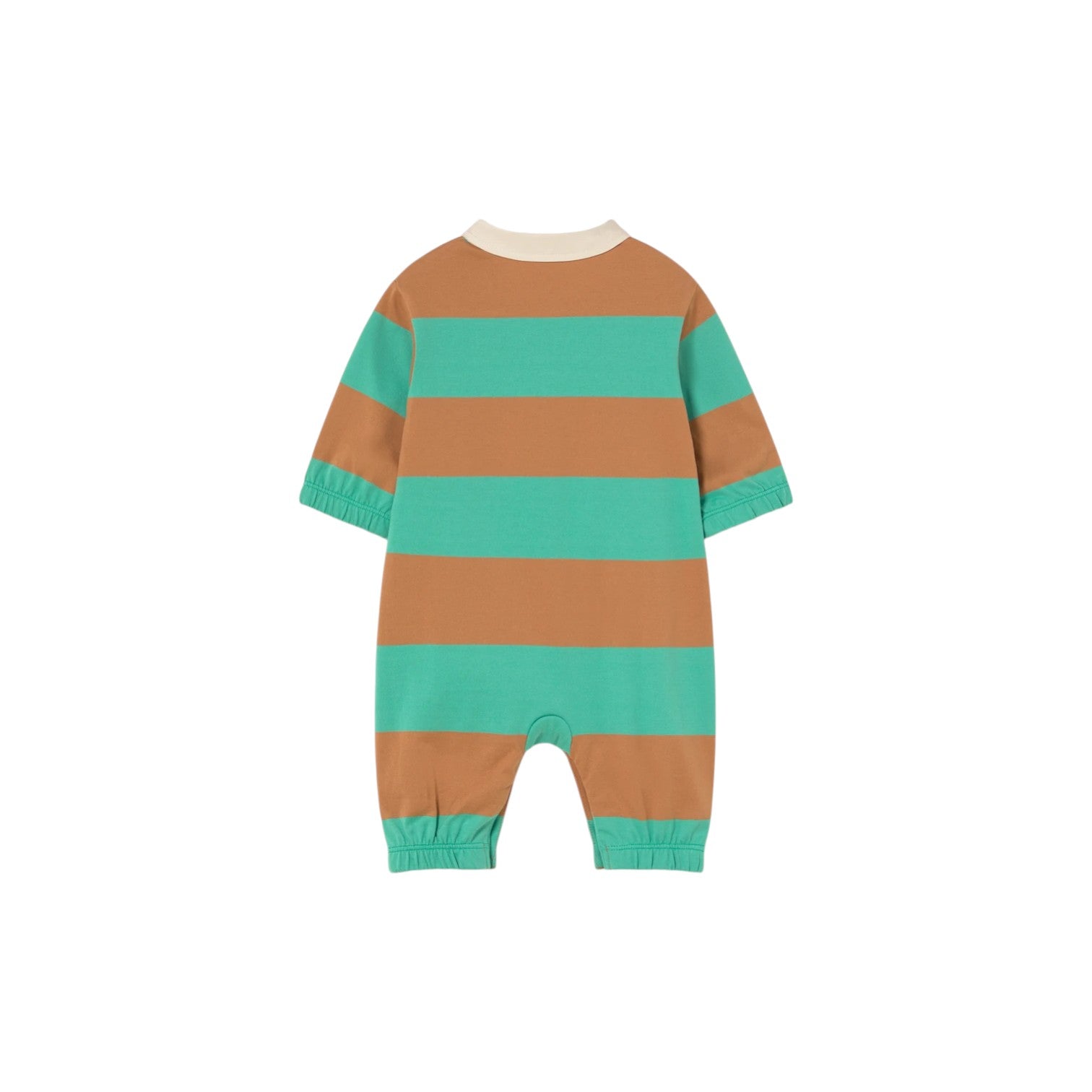 Tiny Cottons - 條紋Polo連身褲 - emerald