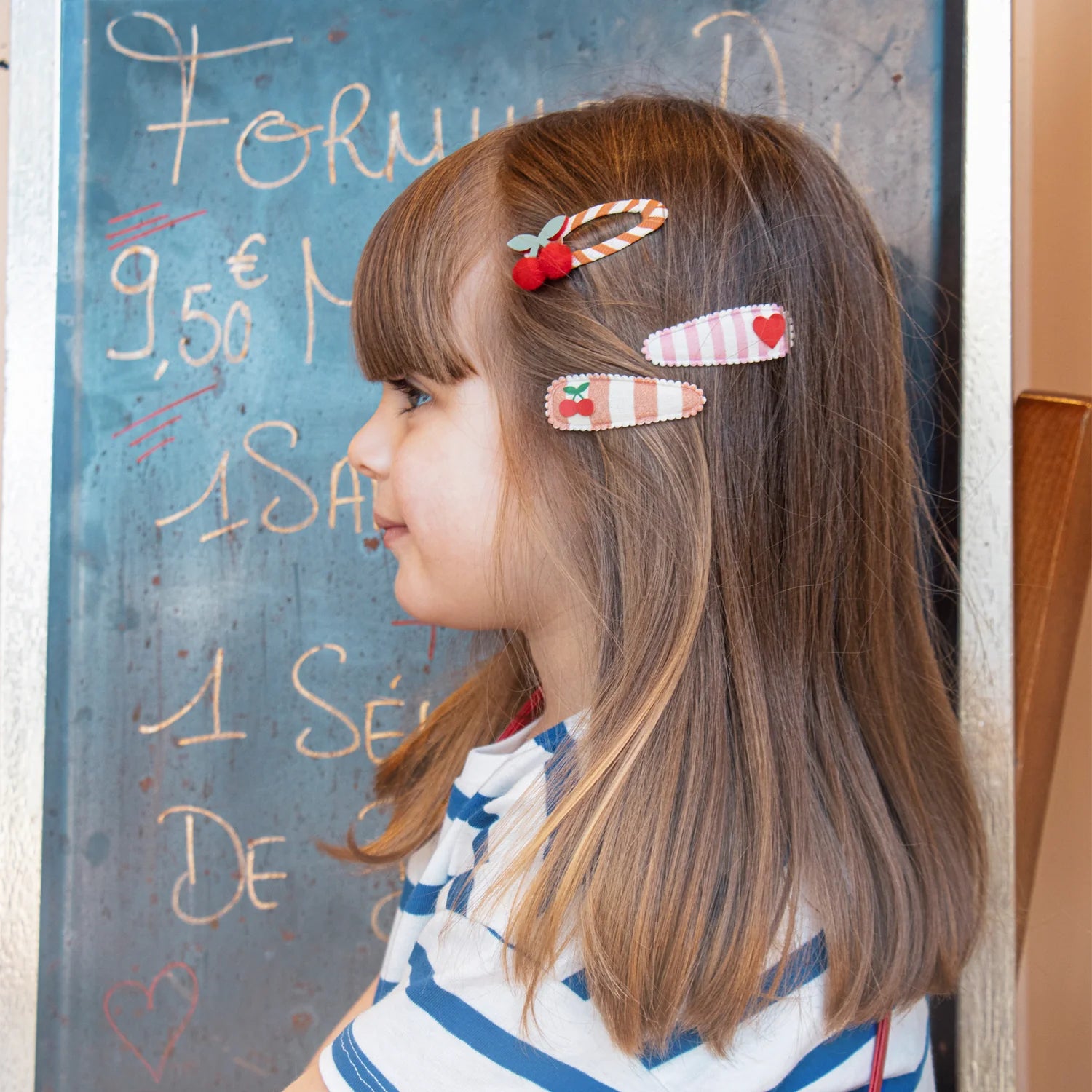 Rockahula Kids - 鏤空髮夾 - Stripy Cherry