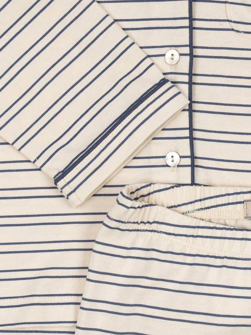 Konges Sløjd - 有機棉長袖睡衣套裝 - Indigo butter stripe