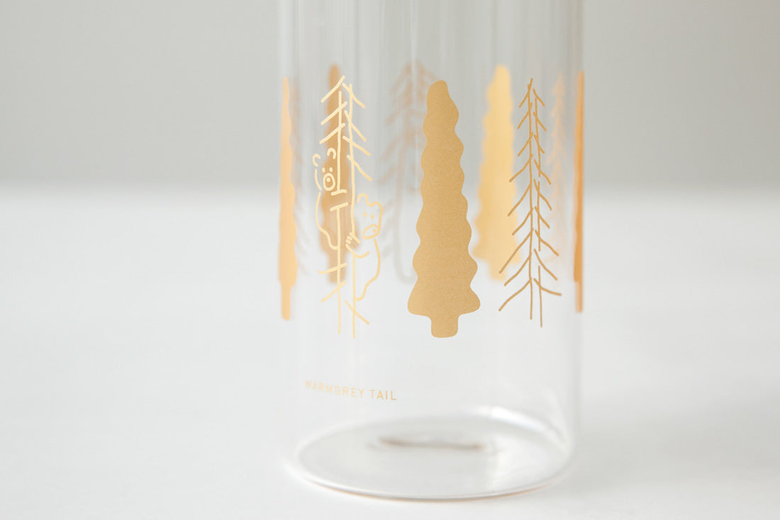WARMGREY TAIL - 耐熱玻璃杯 - Tree & bears gold