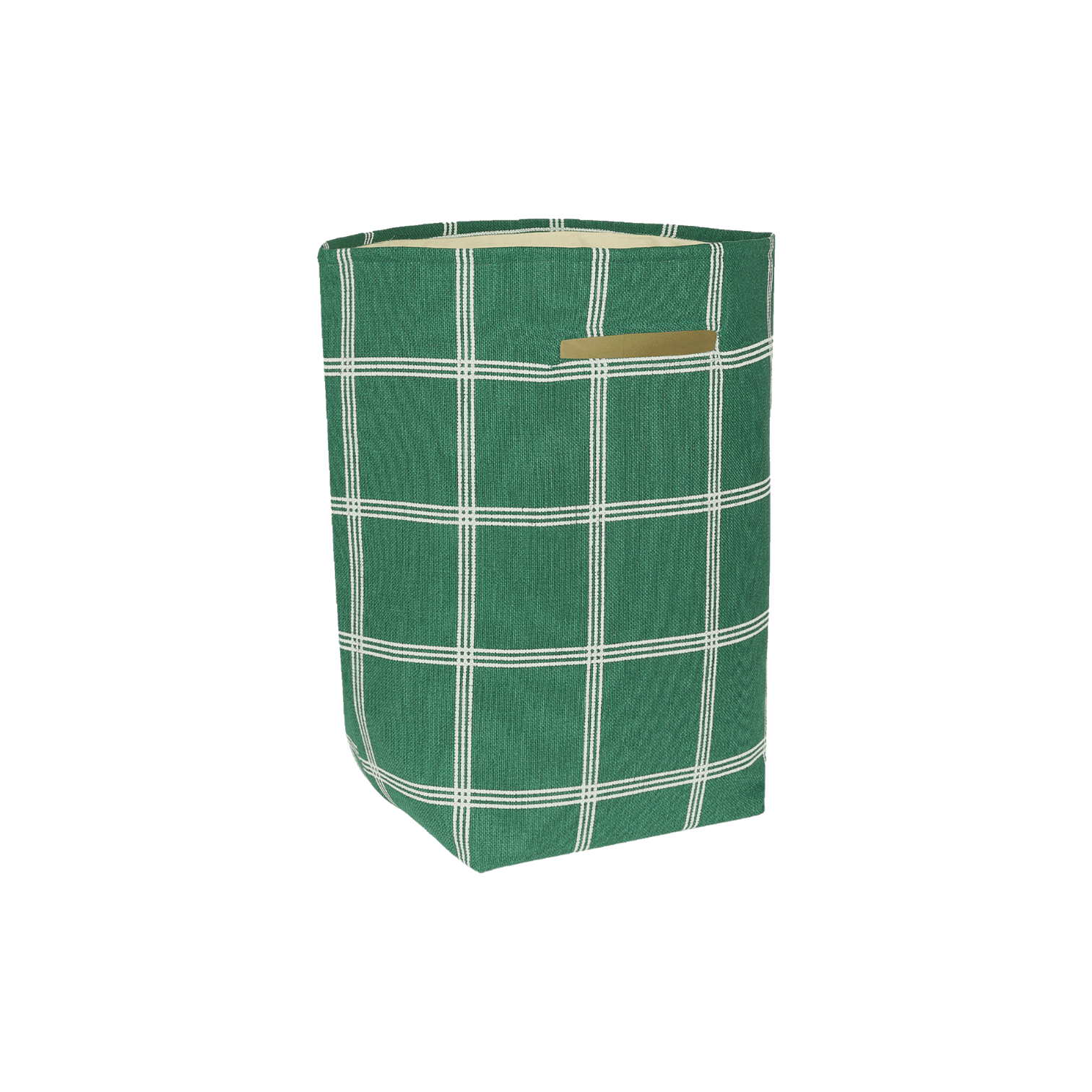 Nobodinoz - 厚挺棉大型收納籃 - green white windowpane