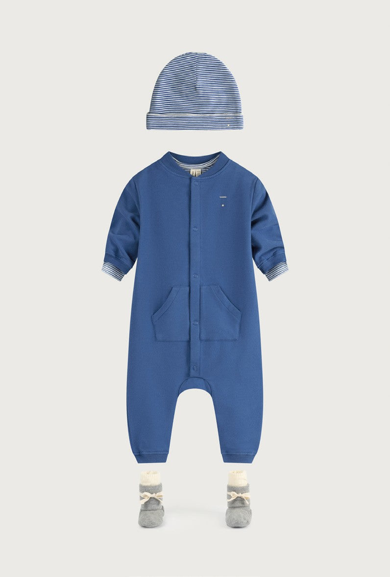 Gray Label - Baby有機棉毛帽  - 0-12m - Blue Moon/Cream