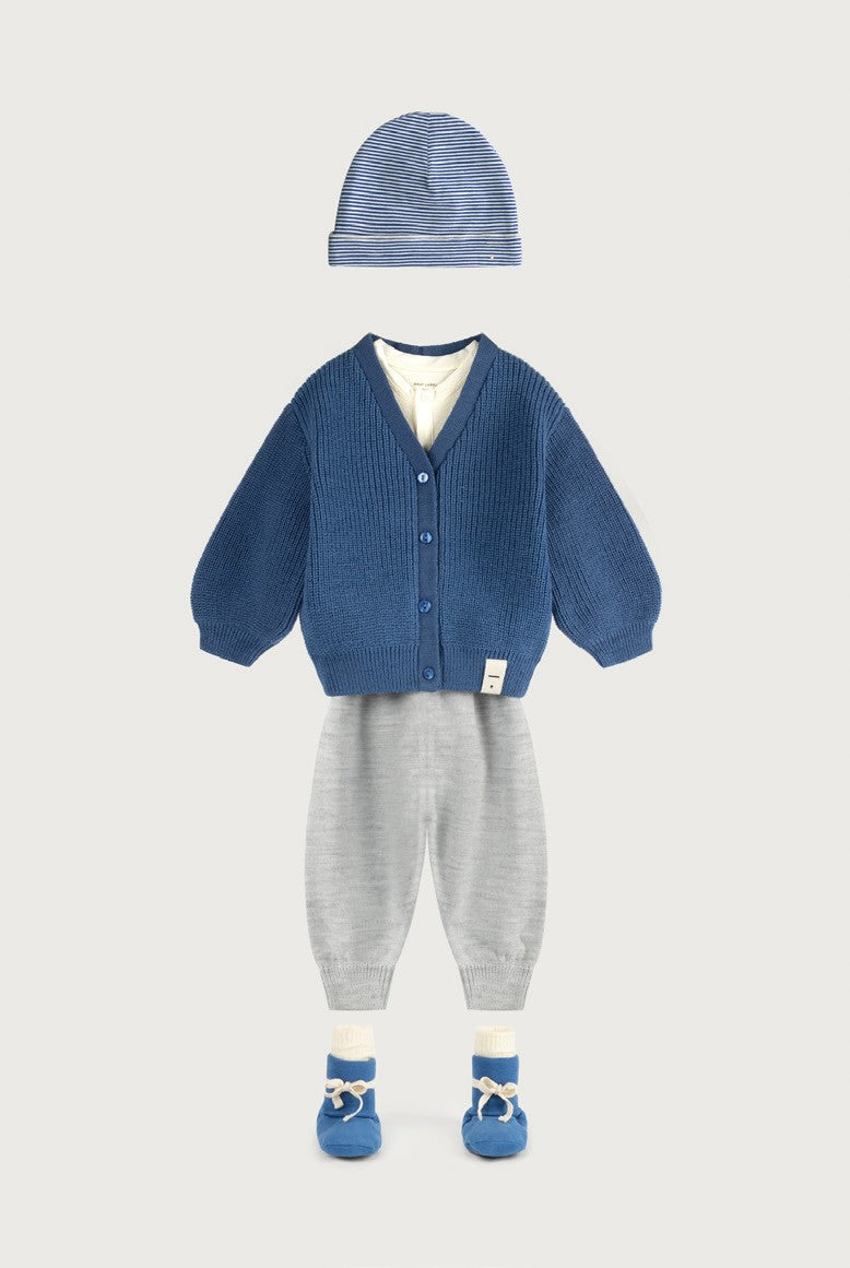 Gray Label - Baby有機棉毛帽  - 0-12m - Blue Moon/Cream