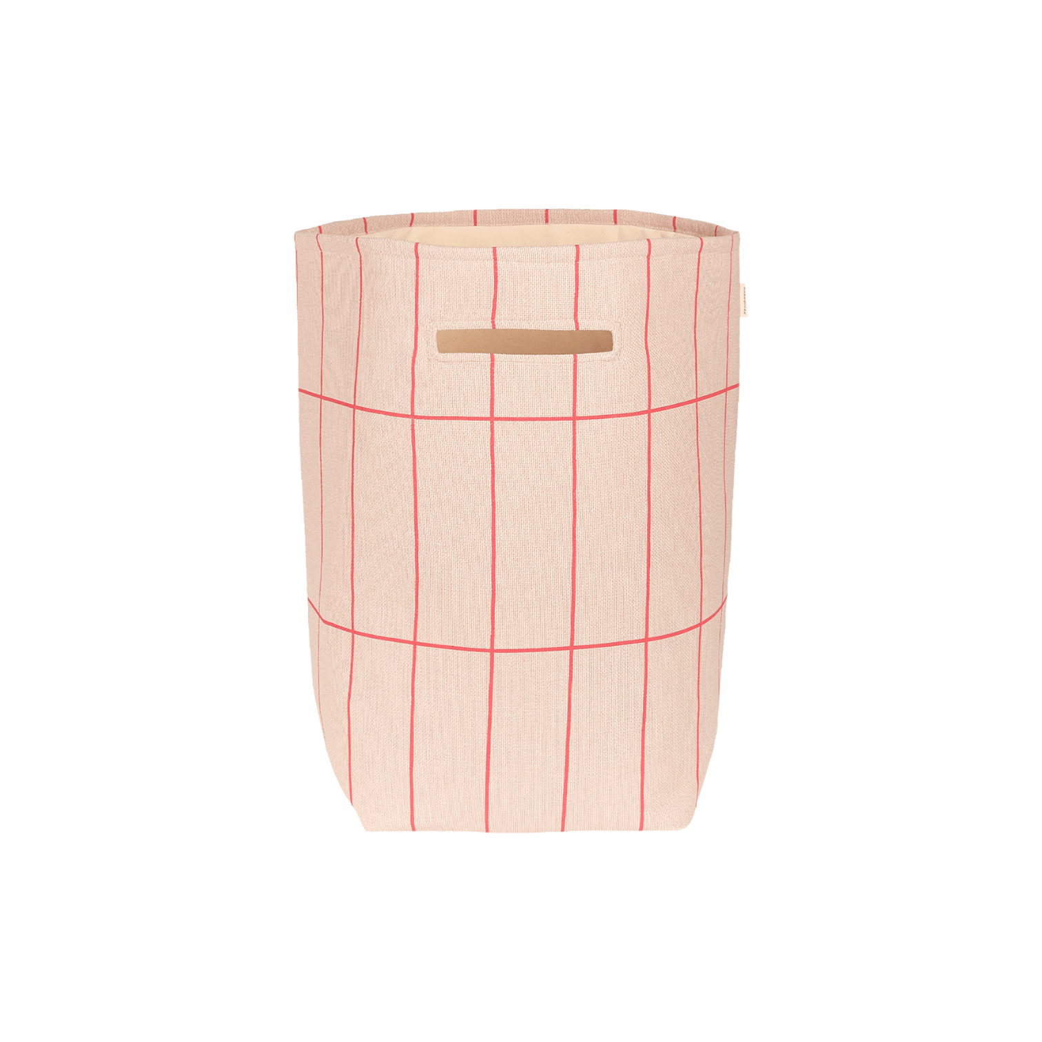 Nobodinoz - 厚挺棉大型收納籃 - pink red grid