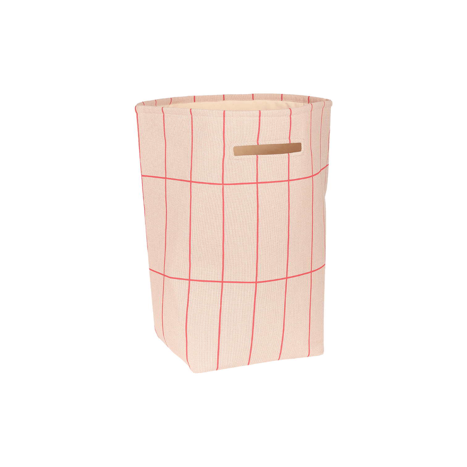 Nobodinoz - 厚挺棉大型收納籃 - pink red grid