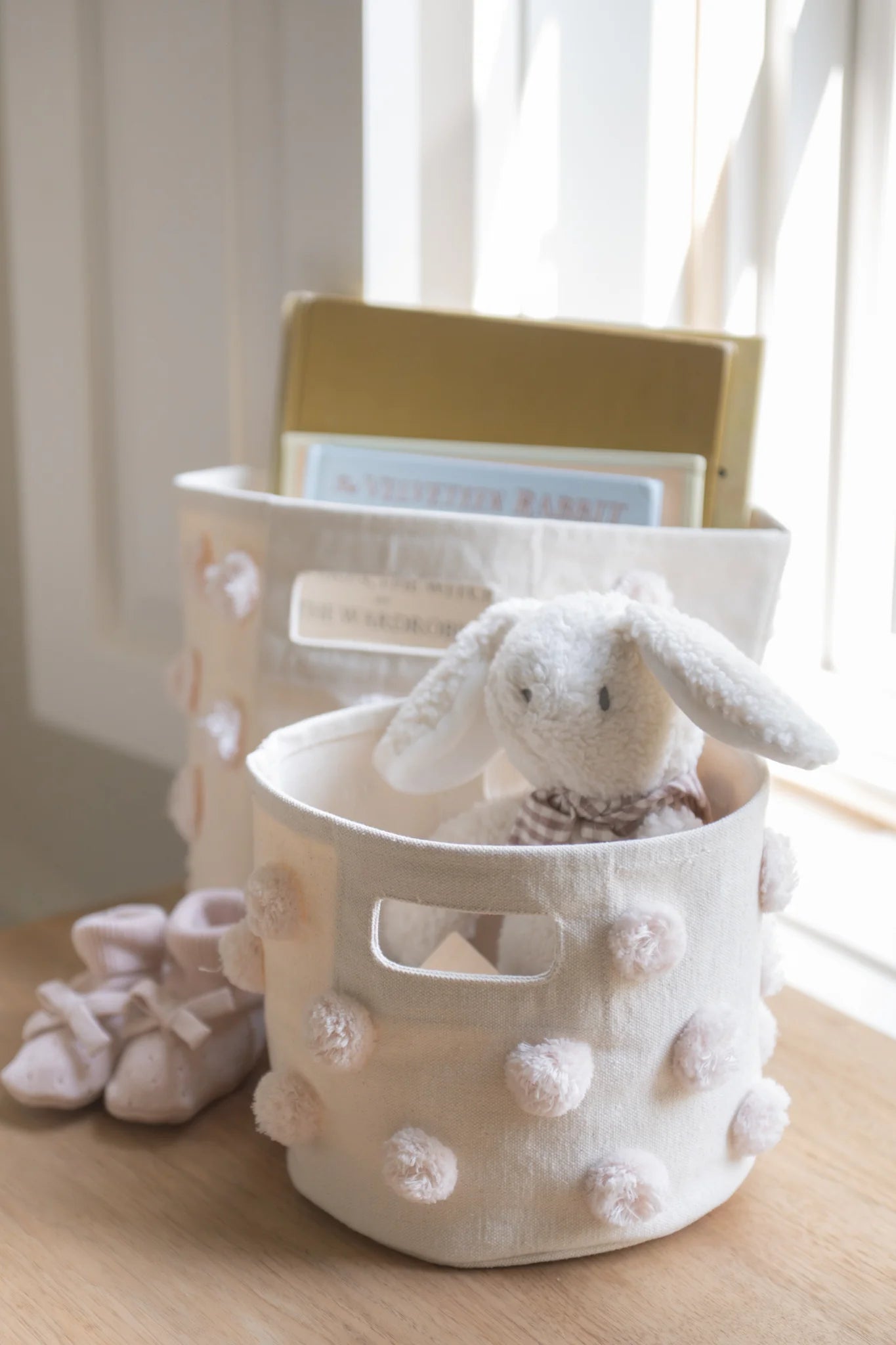 Pehr - 毛球帆布收納籃 - Blush