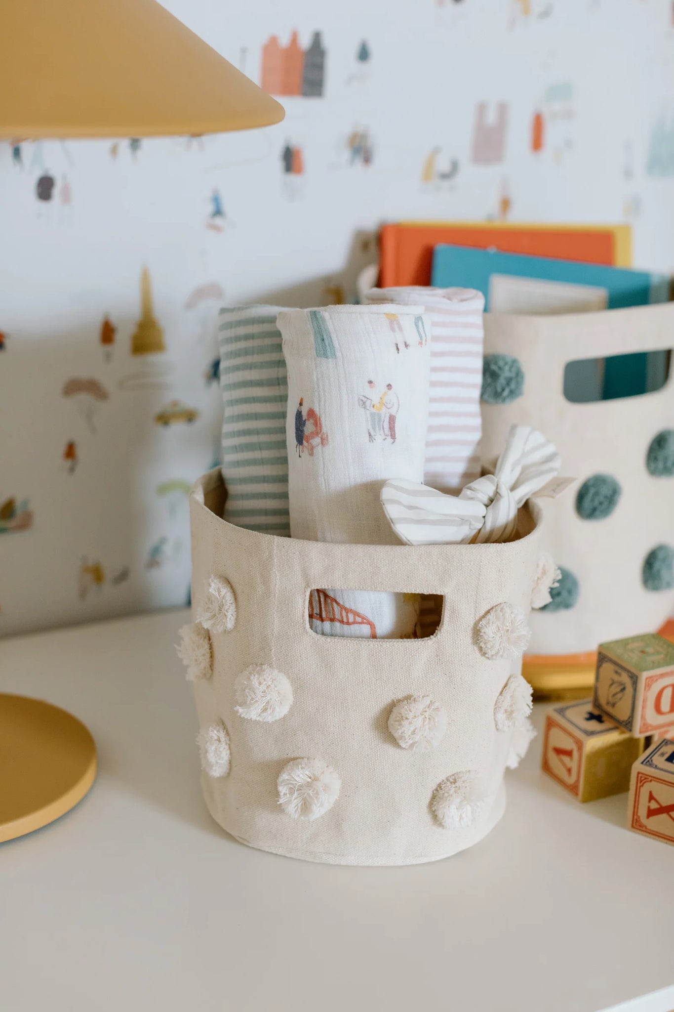 Pehr - 毛球帆布收納籃 - Natural