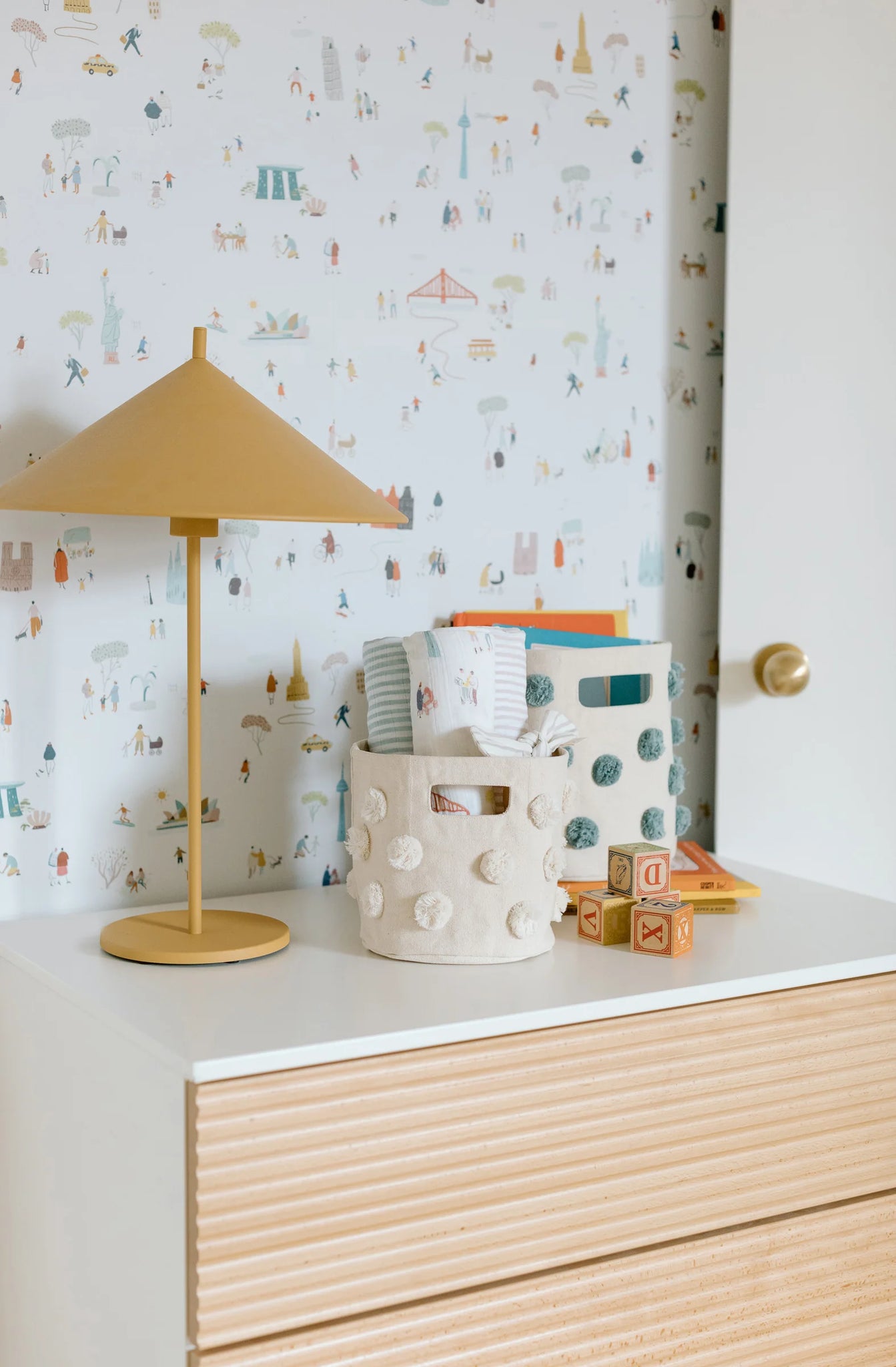 Pehr - 毛球帆布收納籃 - Natural