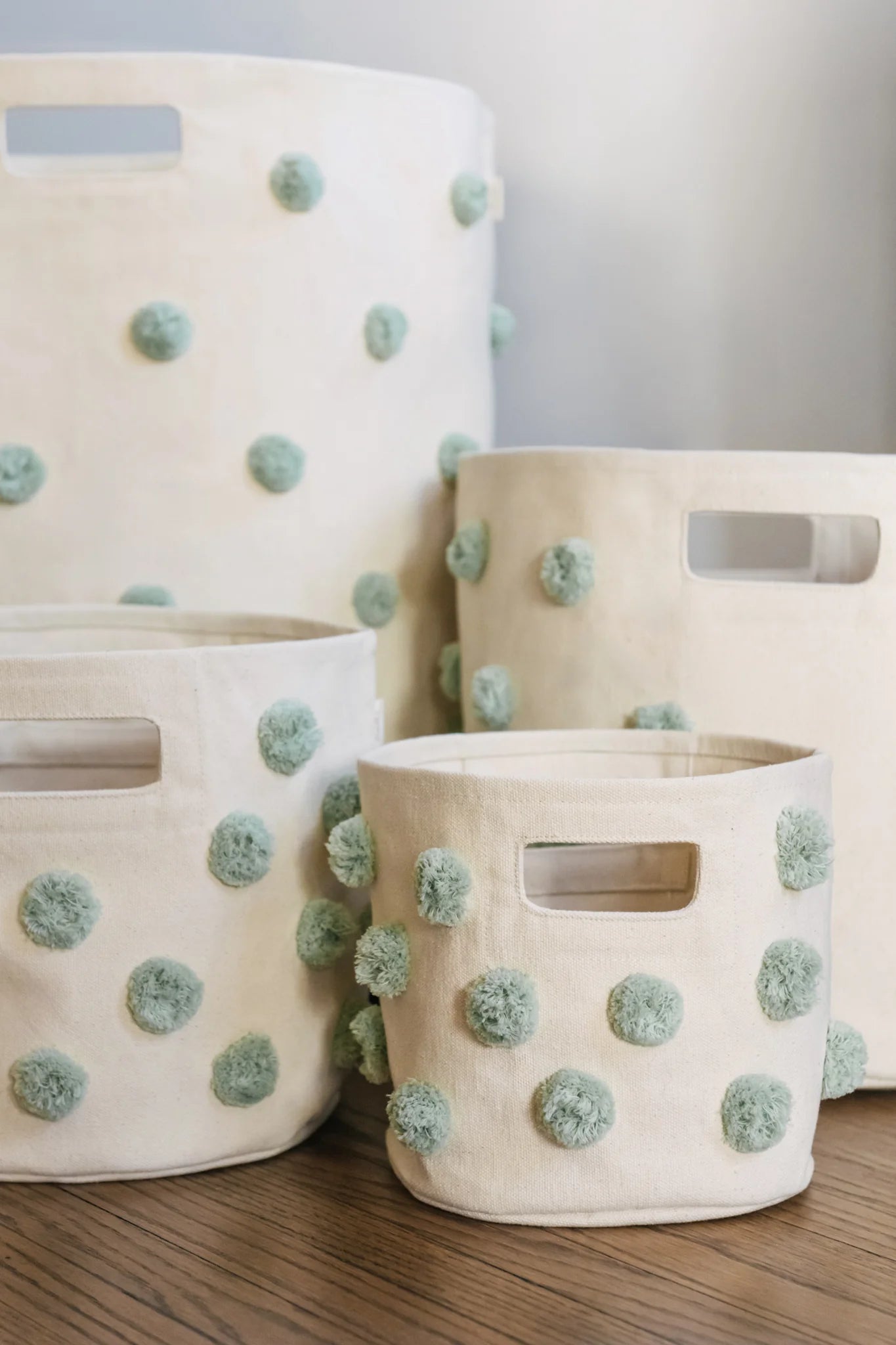 Pehr - 毛球帆布收納籃 - Sea