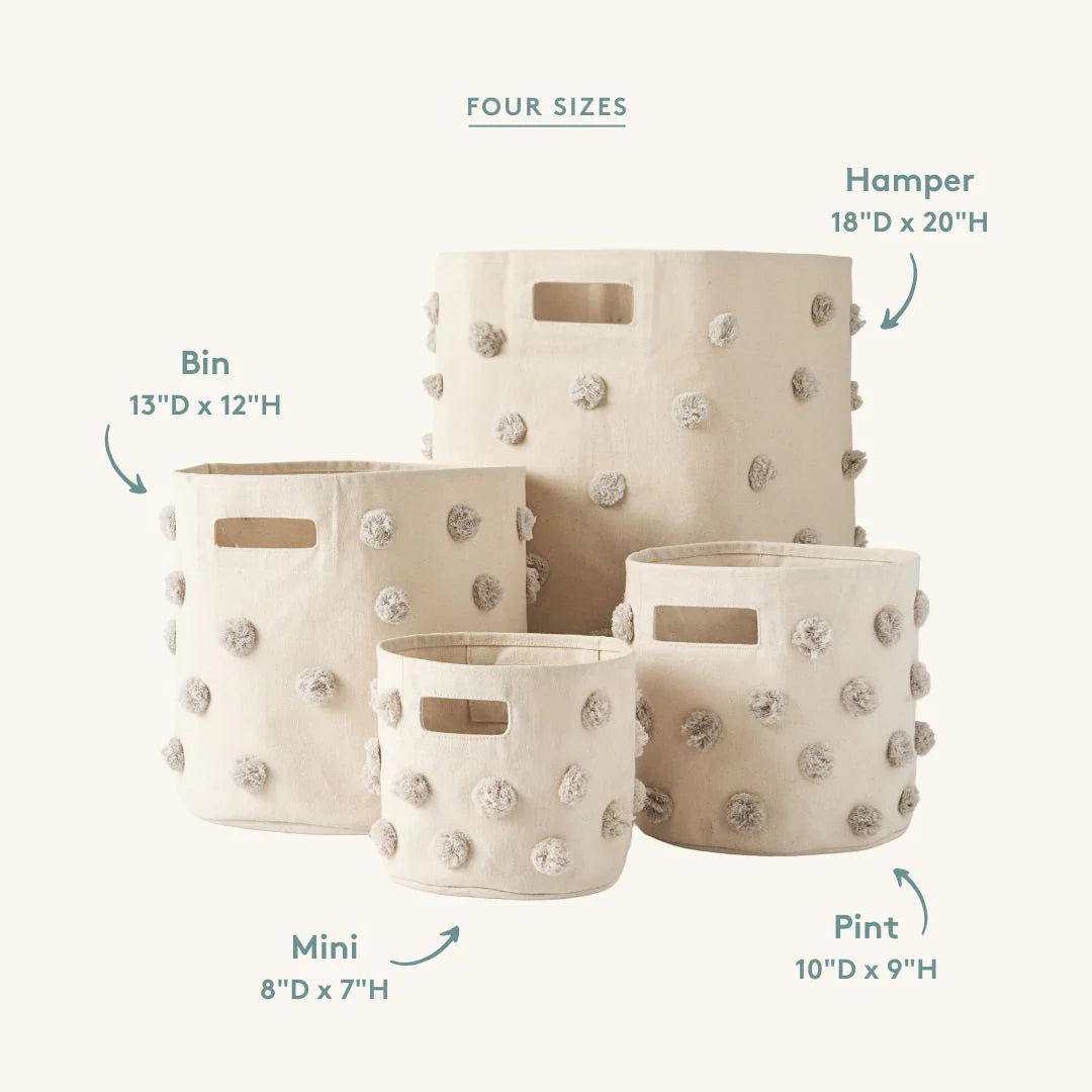 Pehr - 毛球帆布收納籃 - Grey