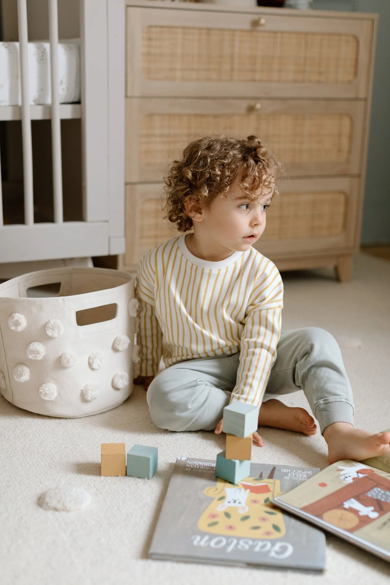 Pehr - 毛球帆布收納籃 - Natural