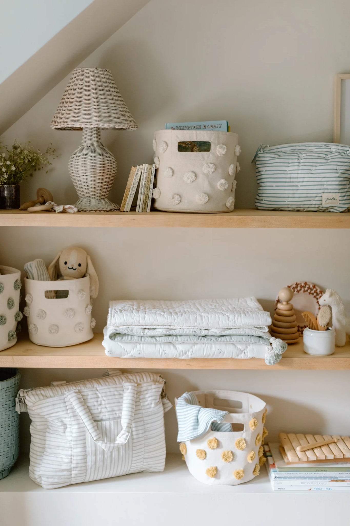 Pehr - 毛球帆布收納籃 - Natural