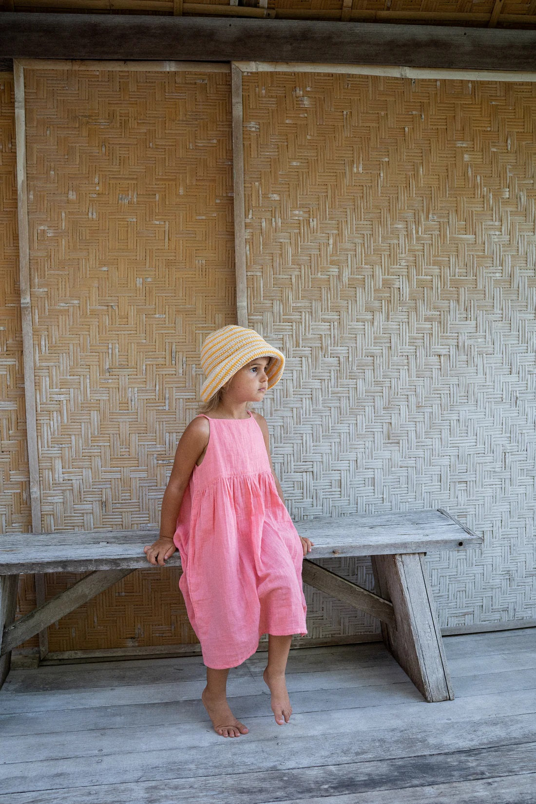 Illoura the Label - 鉤針編織遮陽帽 - Mango Stripe