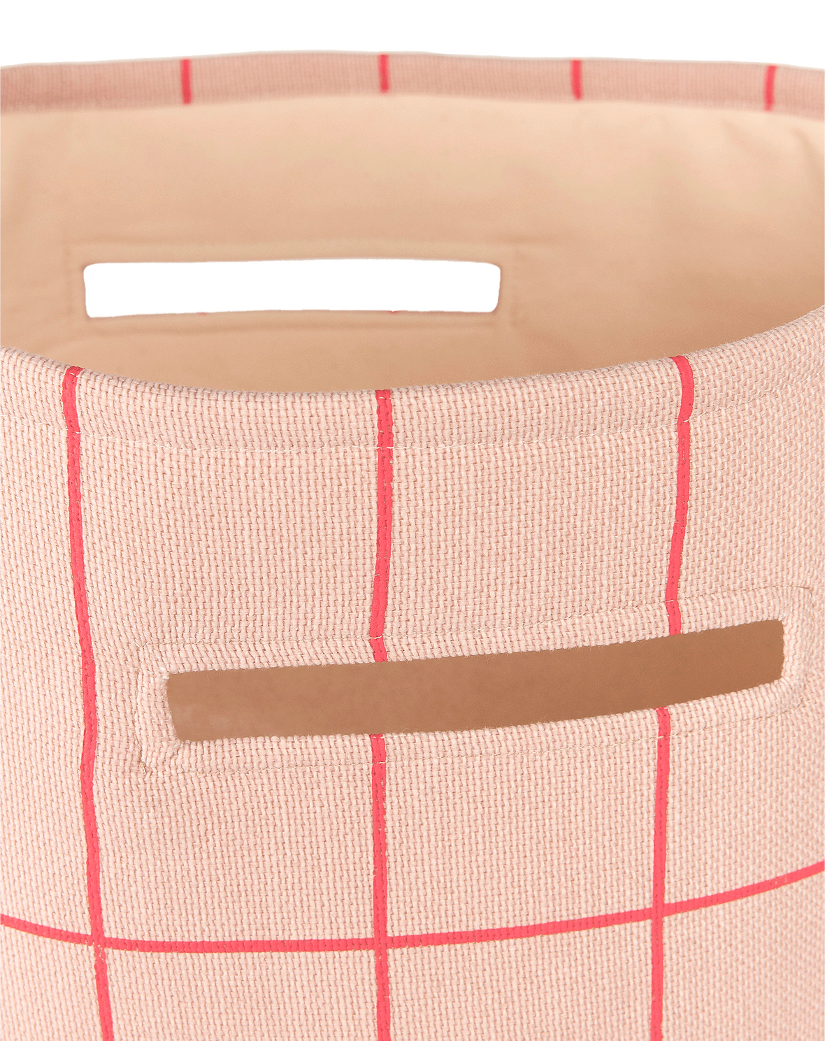 Nobodinoz - 厚挺棉大型收納籃 - pink red grid