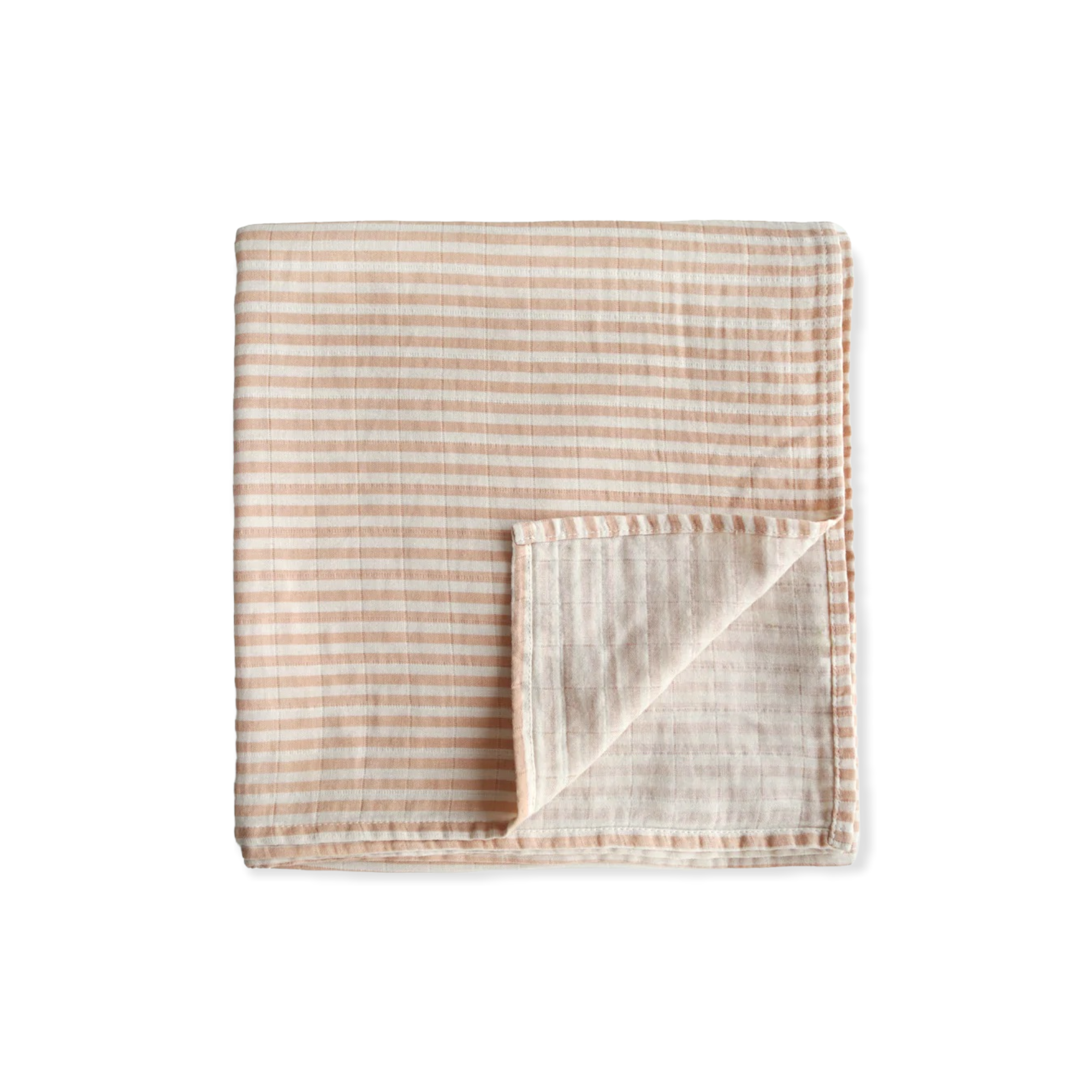 Mushie - 有機棉紗布包巾 - Natural Stripe