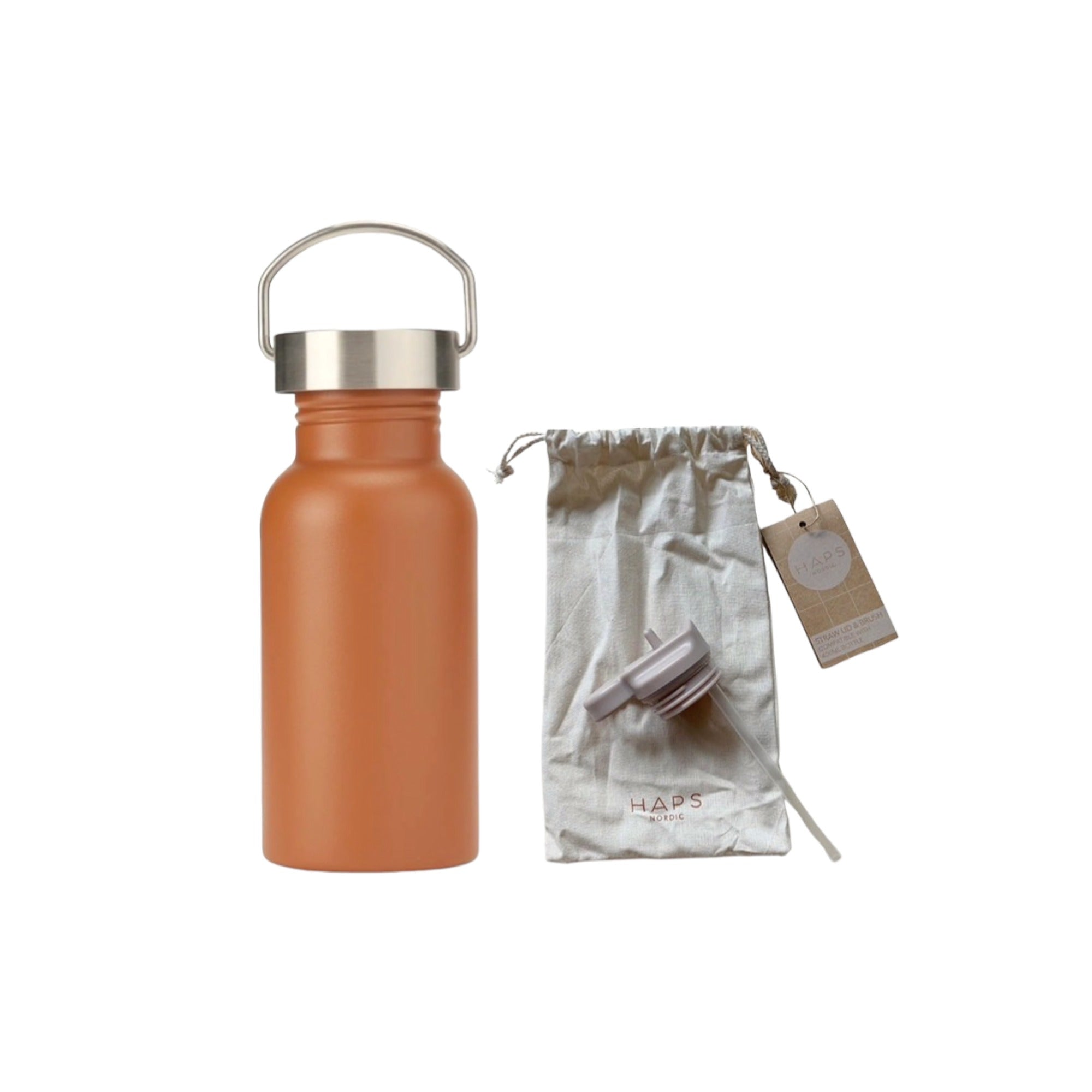 Haps Nordic - 不鏽鋼水瓶含吸管瓶蓋400ml - Terracotta
